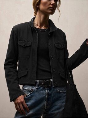 James Perse | Structured Utility Jacket | Cotton Stretch | Oversized Large